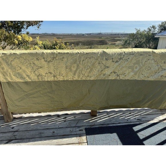 Gold & Olive Green Tafetta Damask Duvet Cover Coverlet Custom Queen 92" x 99" - Picture 4 of 11